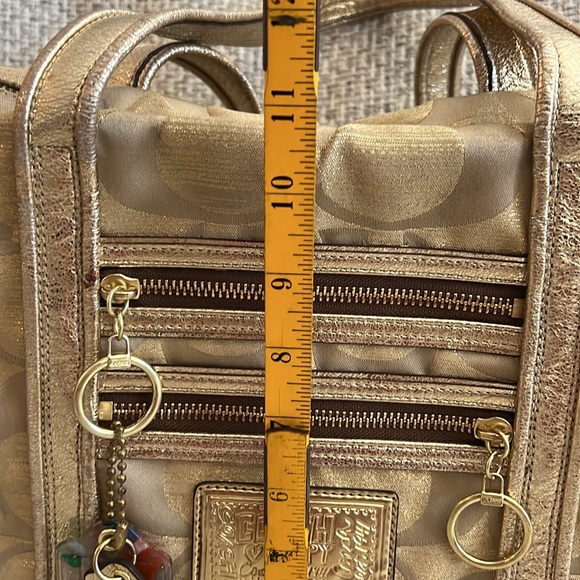 COACH Poppy OP Art Gold Signature Monogram Logo Glam Tote - Picture 9 of 16